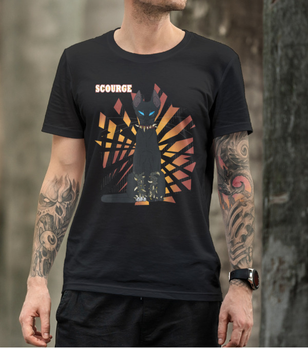 Scourge From Warrior Cats Series With Dark Geometric Background And Bright Eyes T-Shirt