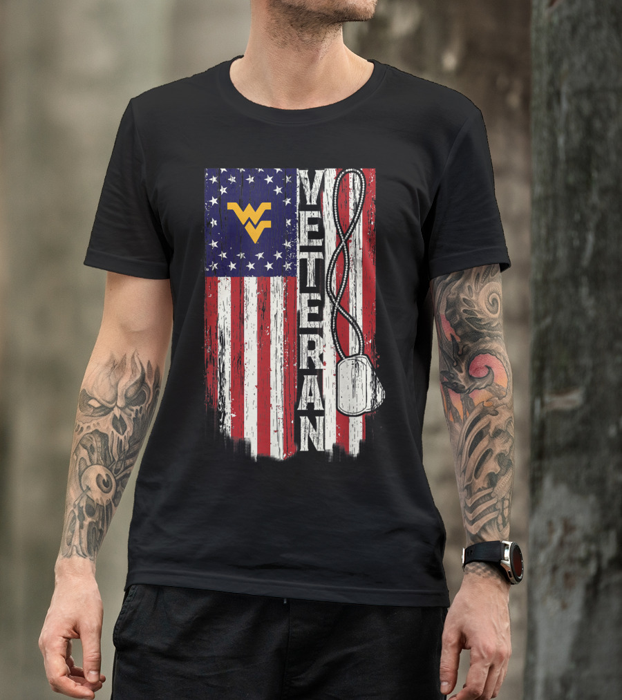 West Virginia Mountaineers Veteran American Flag T-Shirt