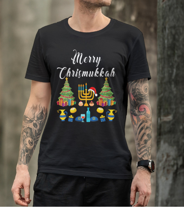 Merry Chrismukkah Christmas Ugly Hanukkah Menorah T-Shirt