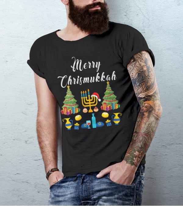 Merry Chrismukkah Christmas Ugly Hanukkah Menorah T-Shirt