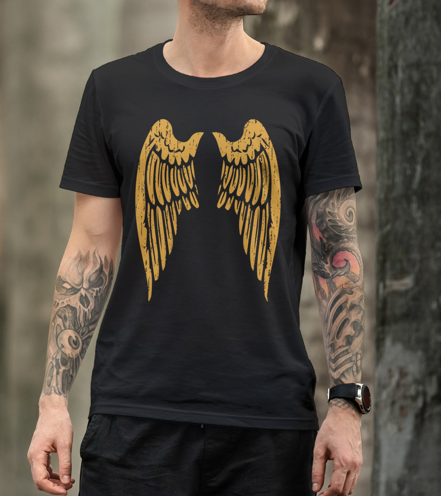 Gold Angel Wings Back T-Shirt