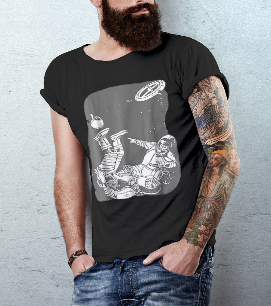 Astronaut Playing Circle Game In Space Prank Meme T-Shirt