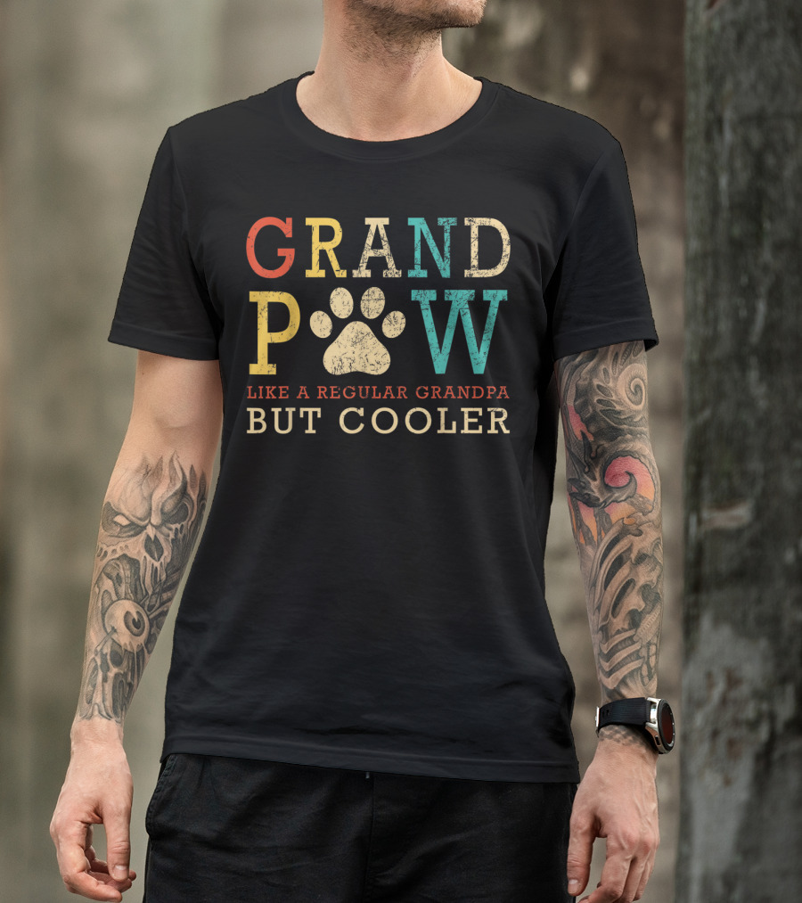 Funny Grand Paw Like Regular Grandpa But Cooler Vintage Dogs T-Shirt
