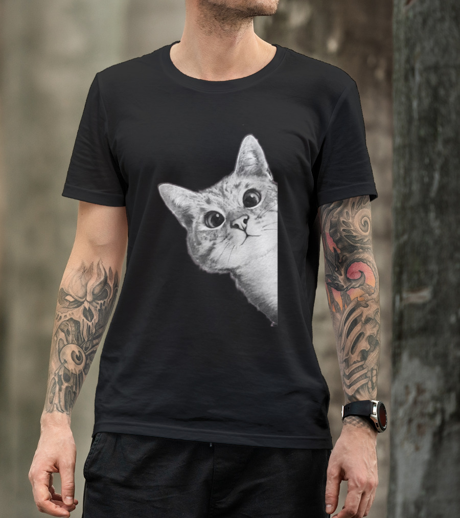 Funny Ninja Cat Meme Peekaboo T-Shirt