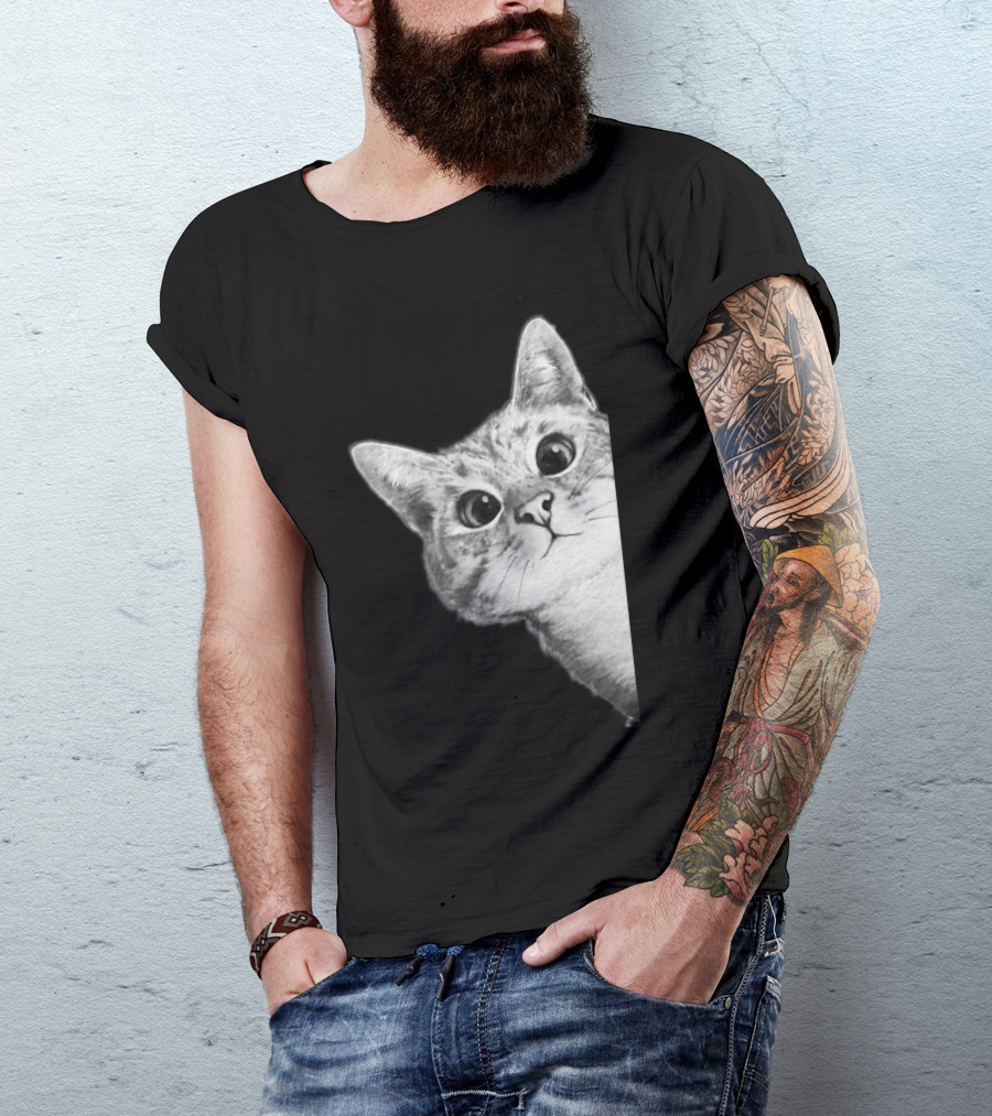 Funny Ninja Cat Meme Peekaboo T-Shirt