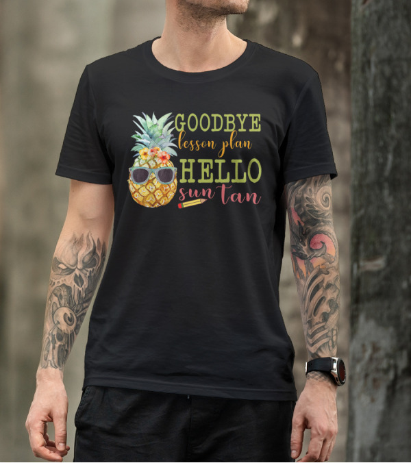 Goodbye Lesson Plan Hello Sun Tan Pineapple Teacher Summer T-Shirt