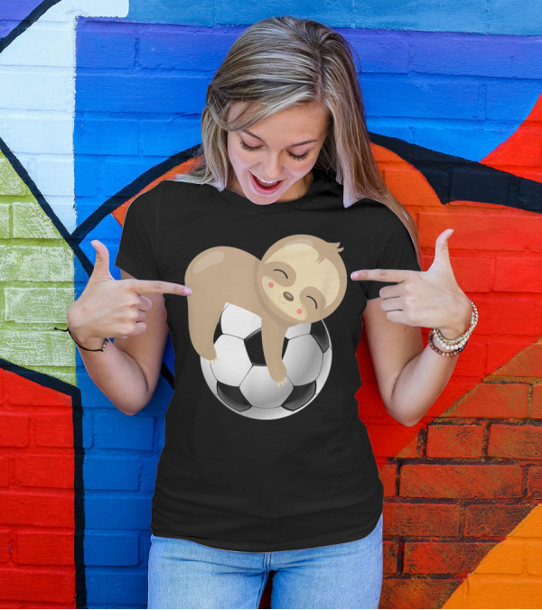 Baby Sloth Hugging Soccer Ball T-Shirt