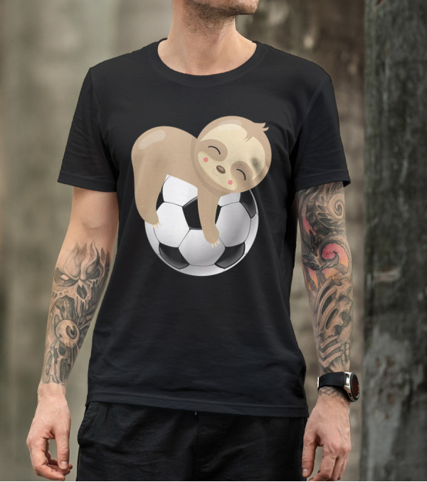 Baby Sloth Hugging Soccer Ball T-Shirt