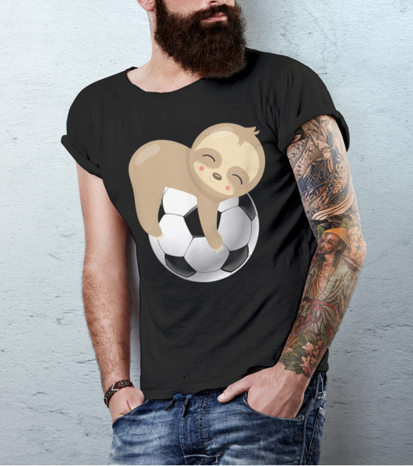 Baby Sloth Hugging Soccer Ball T-Shirt
