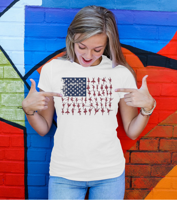 Ballet Dancer Kids American Flag July T-Shirt