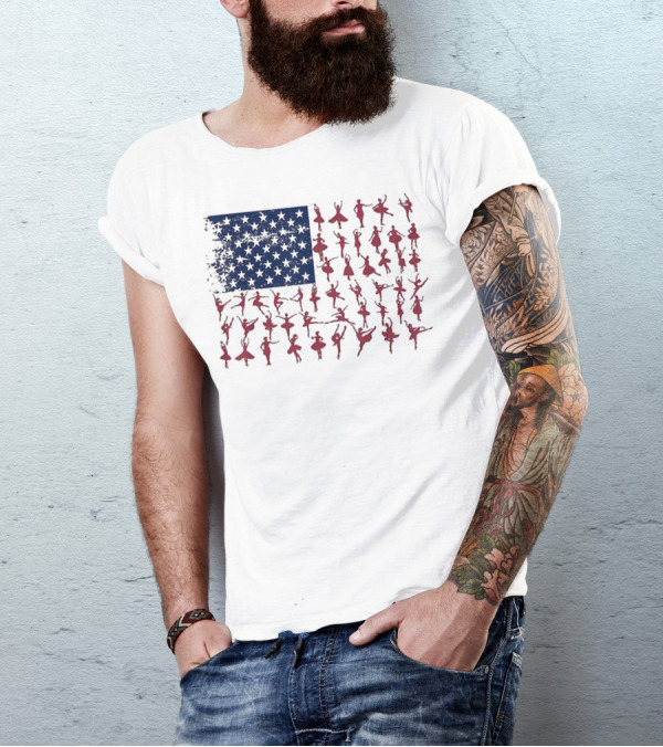 Ballet Dancer Kids American Flag July T-Shirt