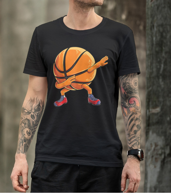 Basketball Ball Kids Boys Dab Dance With Sneakers T-Shirt