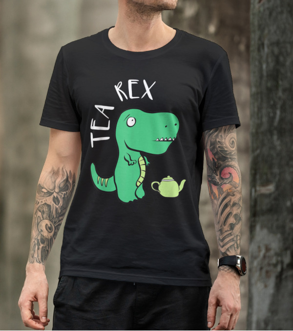 Tea Rex Dino With Green Teapot Cute Tea Time T-Shirt