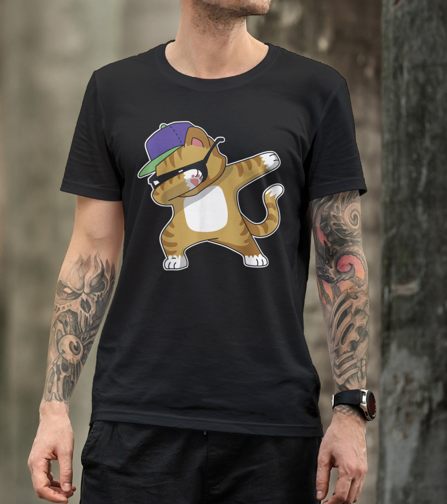 Dabbing Cat Funny Cat Dab Dance Cool Cap T-Shirt