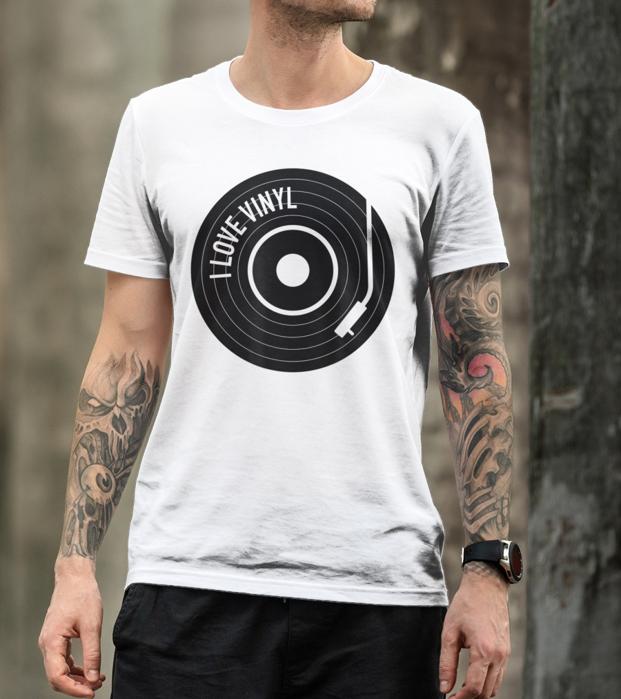 I Love Vinyl Record Player Vintage Music Enthusiast T-Shirt