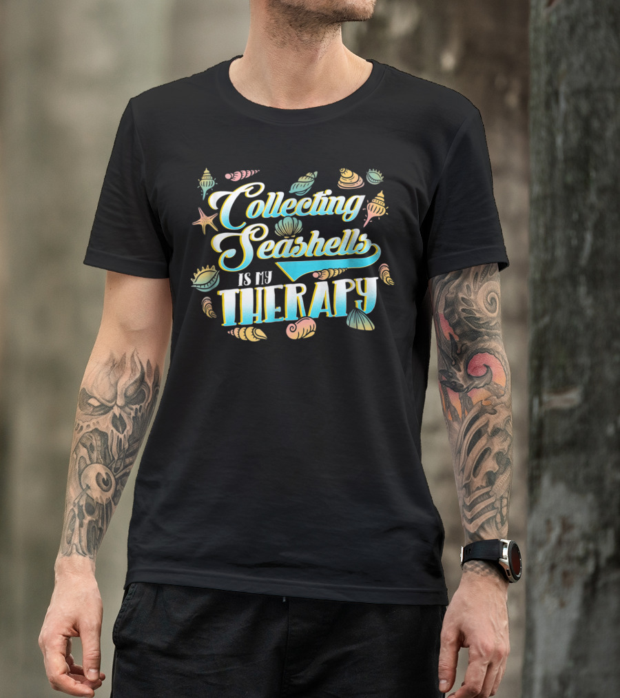 Collecting Seashells Is My Therapy Vintage Sea Shells T-Shirt