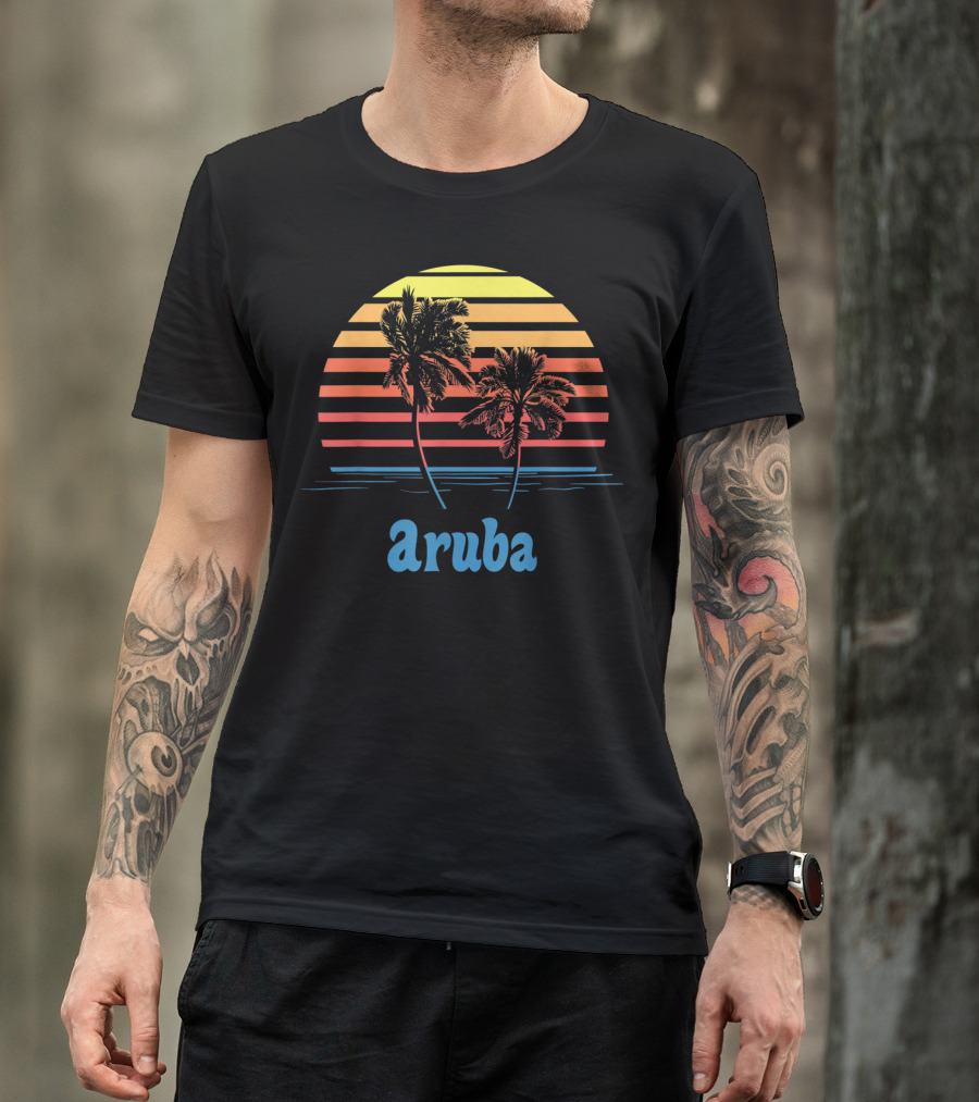 Aruba Palm Trees Sunset Beach Vacation Vibes T-Shirt