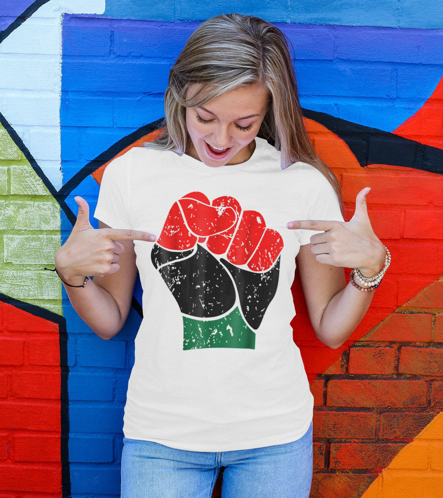 Black History Red Black And Green Pride Fist Symbol Of Empowerment T-Shirt