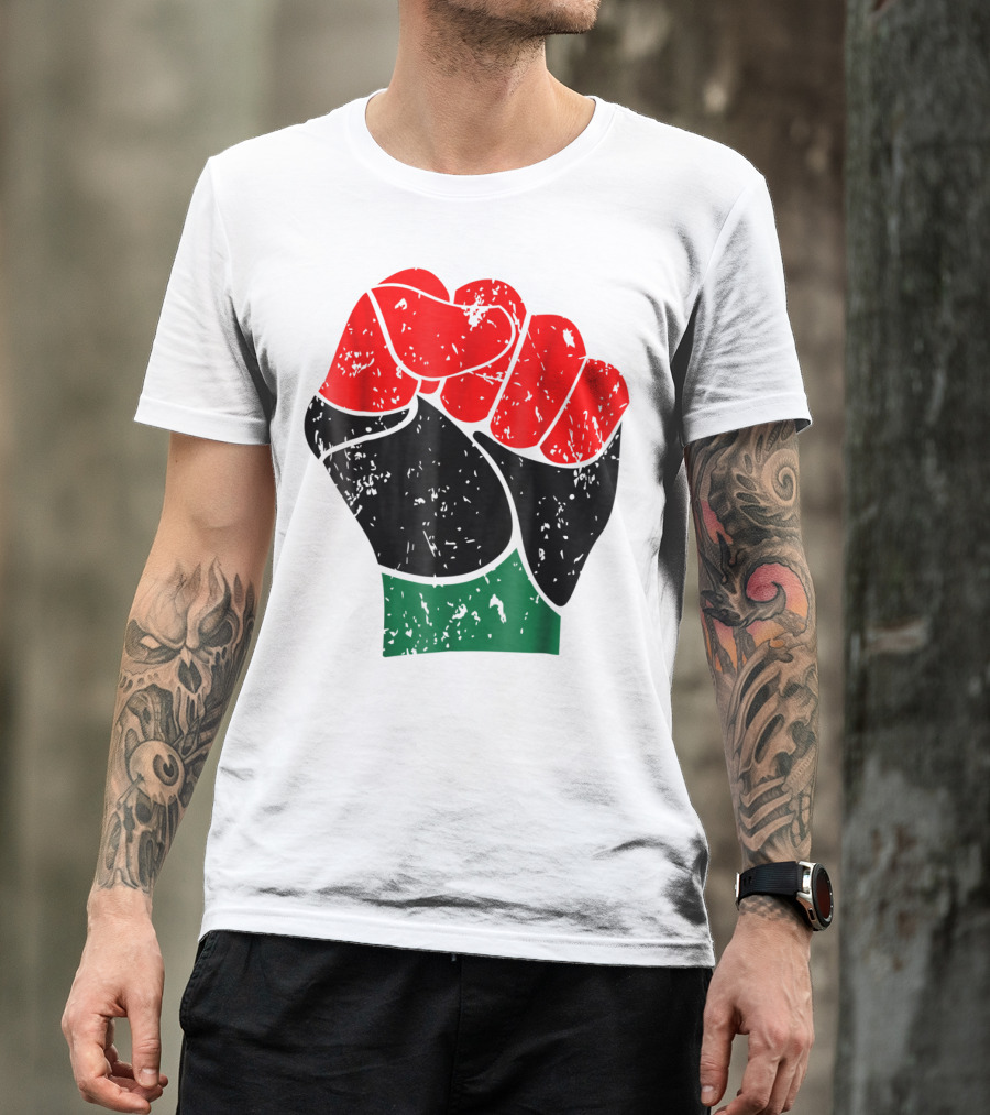 Black History Red Black And Green Pride Fist Symbol Of Empowerment T-Shirt
