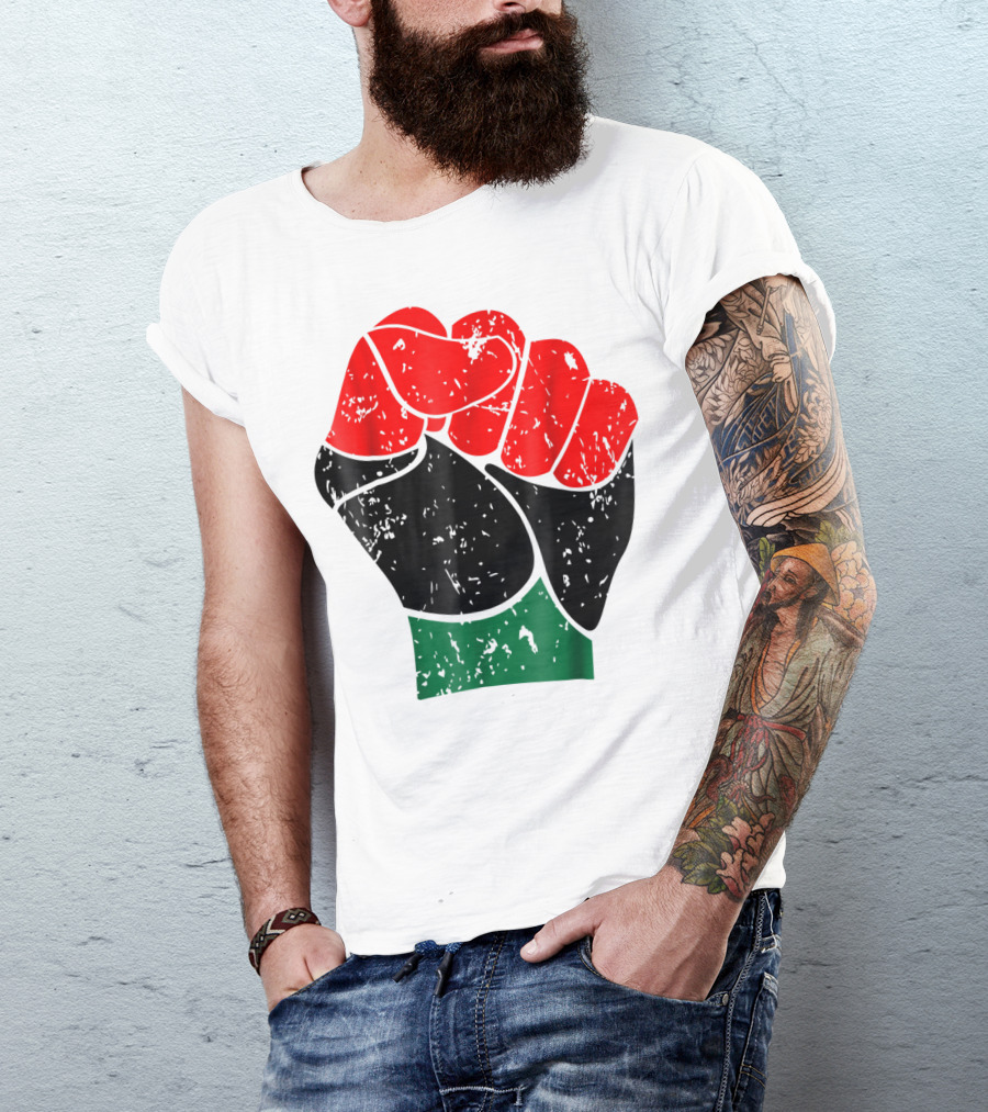 Black History Red Black And Green Pride Fist Symbol Of Empowerment T-Shirt