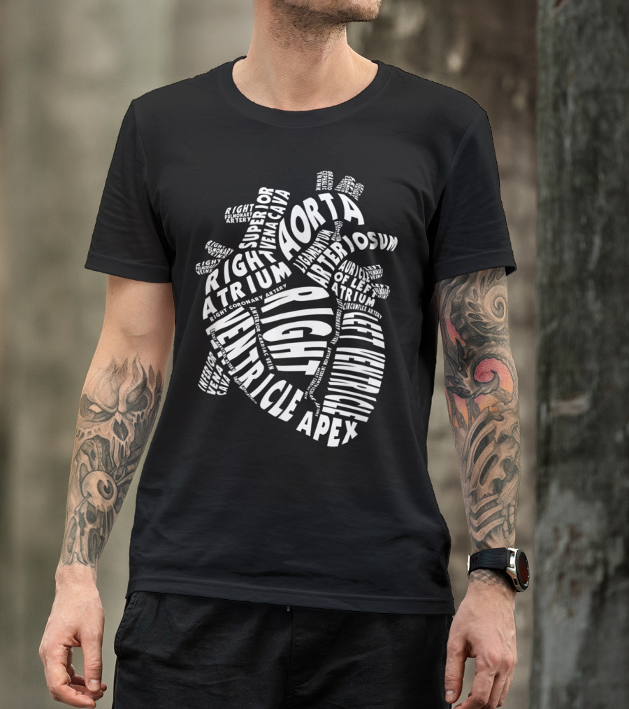 Anatomical Heart Anatomy Aorta Ventricle Atrium Cardiac Nurse Parts T-Shirt