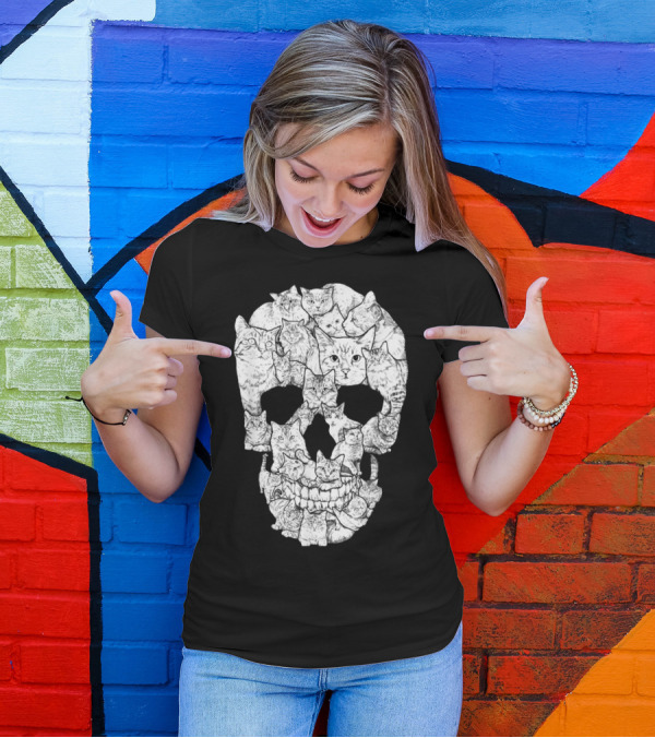 Cat Skull Cat Skull Men's Unique Feline Skull T-Shirt
