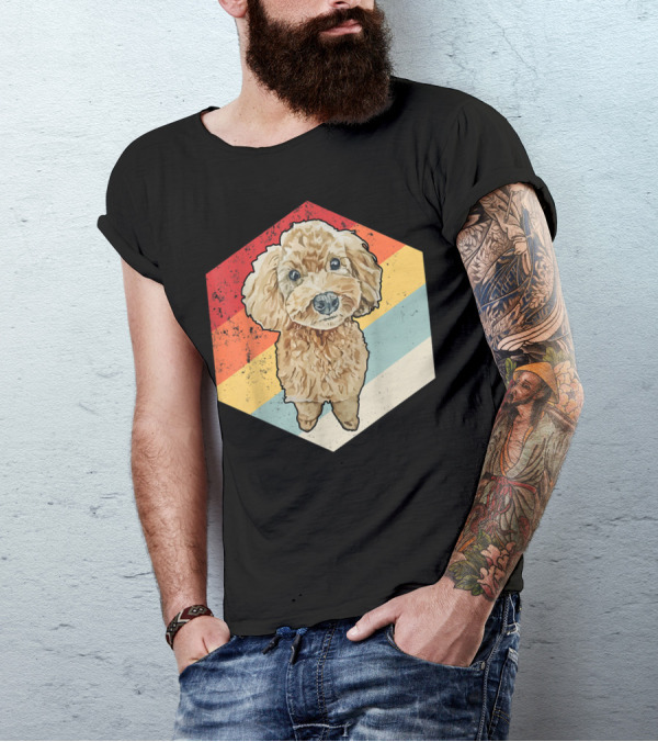Cute Cavapoo Dog Pet Vintage Retro Stripes T-Shirt