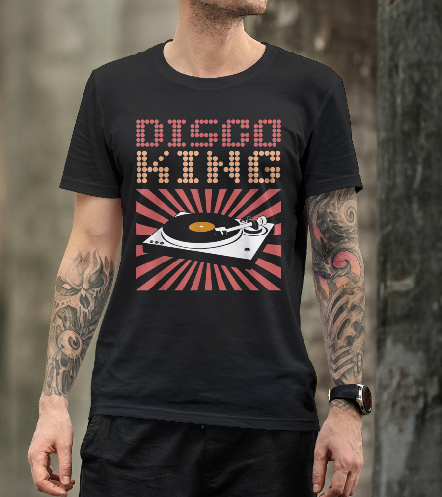 DISCO KING 70s Turntable Vinyl Record Retro Vibes T-Shirt