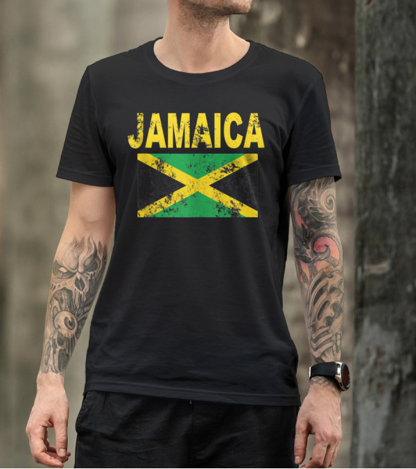 Jamaica Distressed Flag Cool Jamaican Flags T-Shirt
