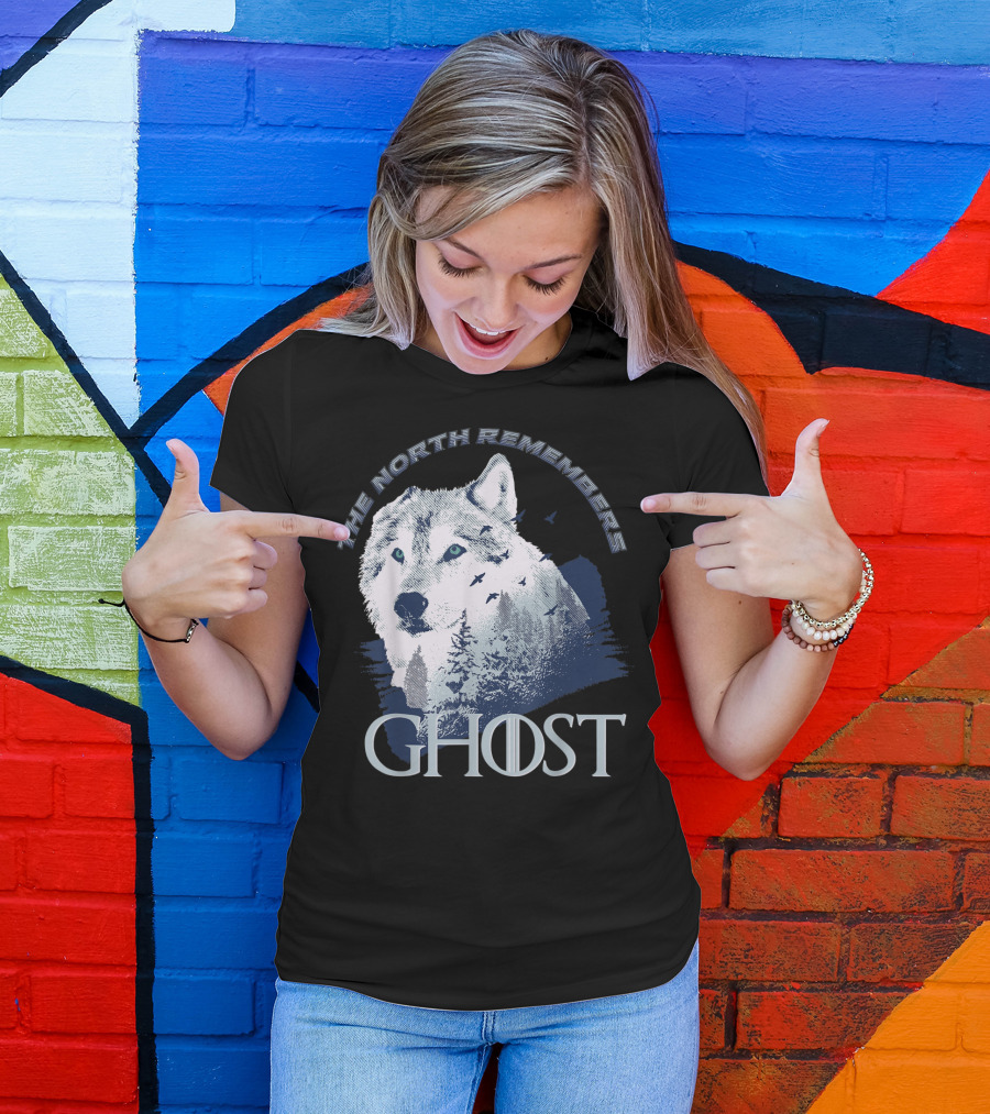 The North Remembers Ghost Lone Wolf In Forest Game Day Winning The Throne T-Shirt