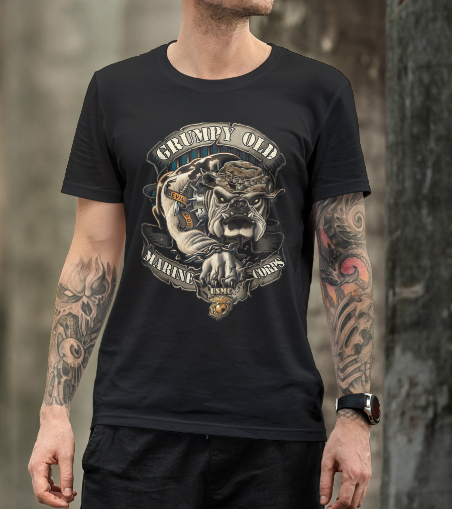 Grumpy Old Marine Corps Devil Dog USMC Veteran T-Shirt