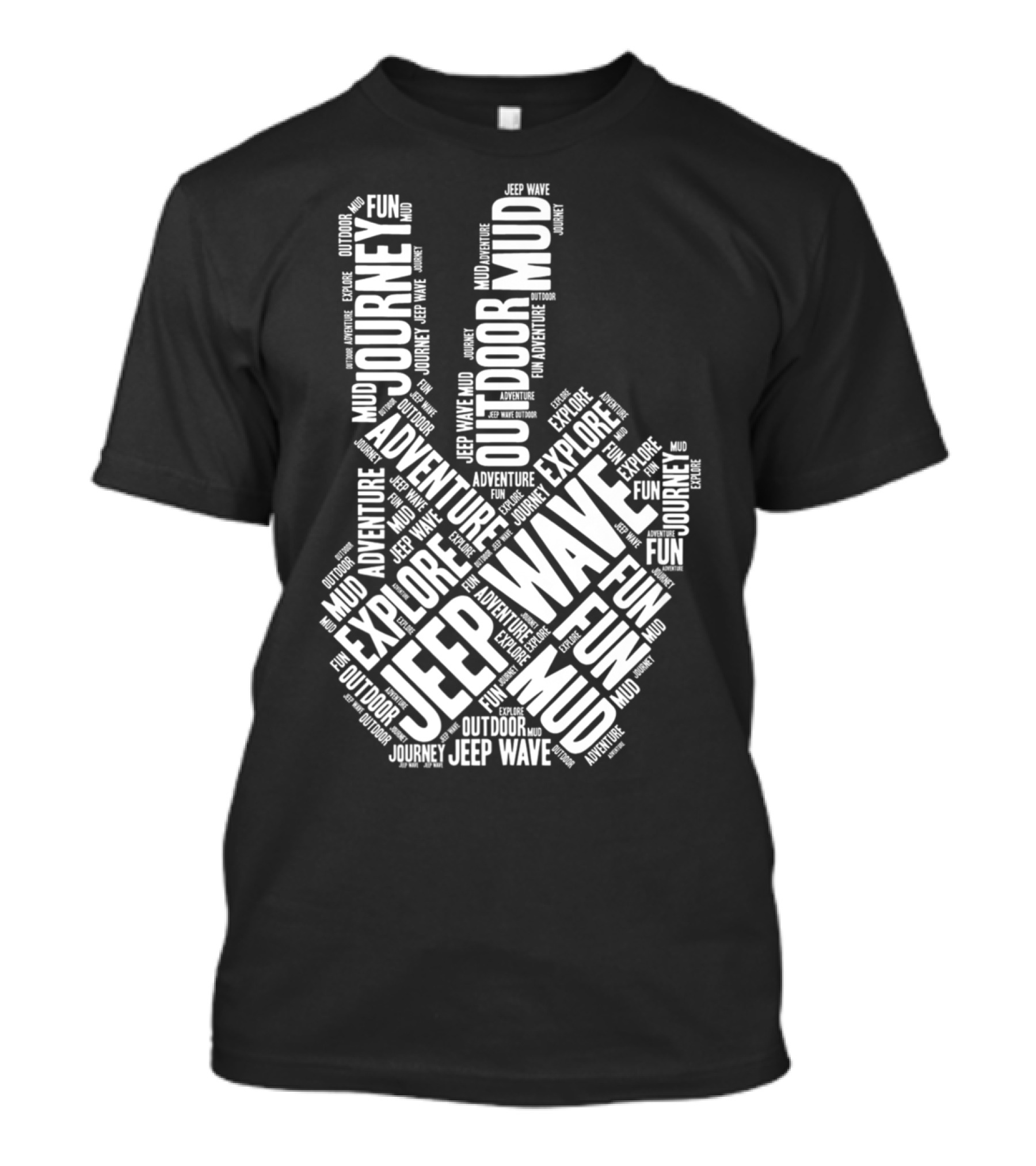 Jeep Wave Adventure Explore Outdoor Journey Mud Fun Peace Sign T-Shirt
