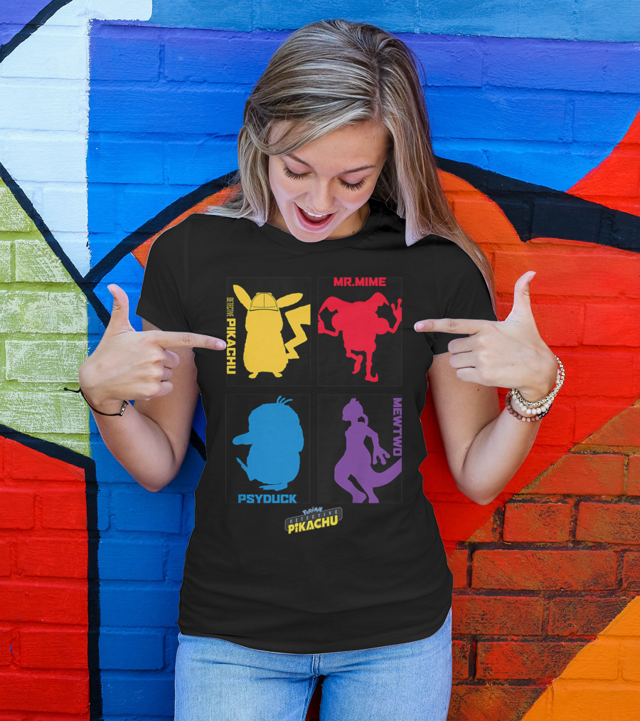 Detective Pikachu Mr. Mime Psyduck Mewtwo Pokémon Kids T-Shirt
