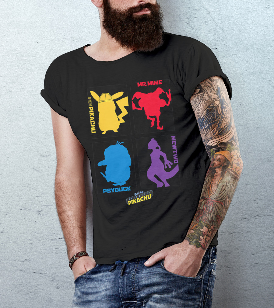 Detective Pikachu Mr. Mime Psyduck Mewtwo Pokémon Kids T-Shirt