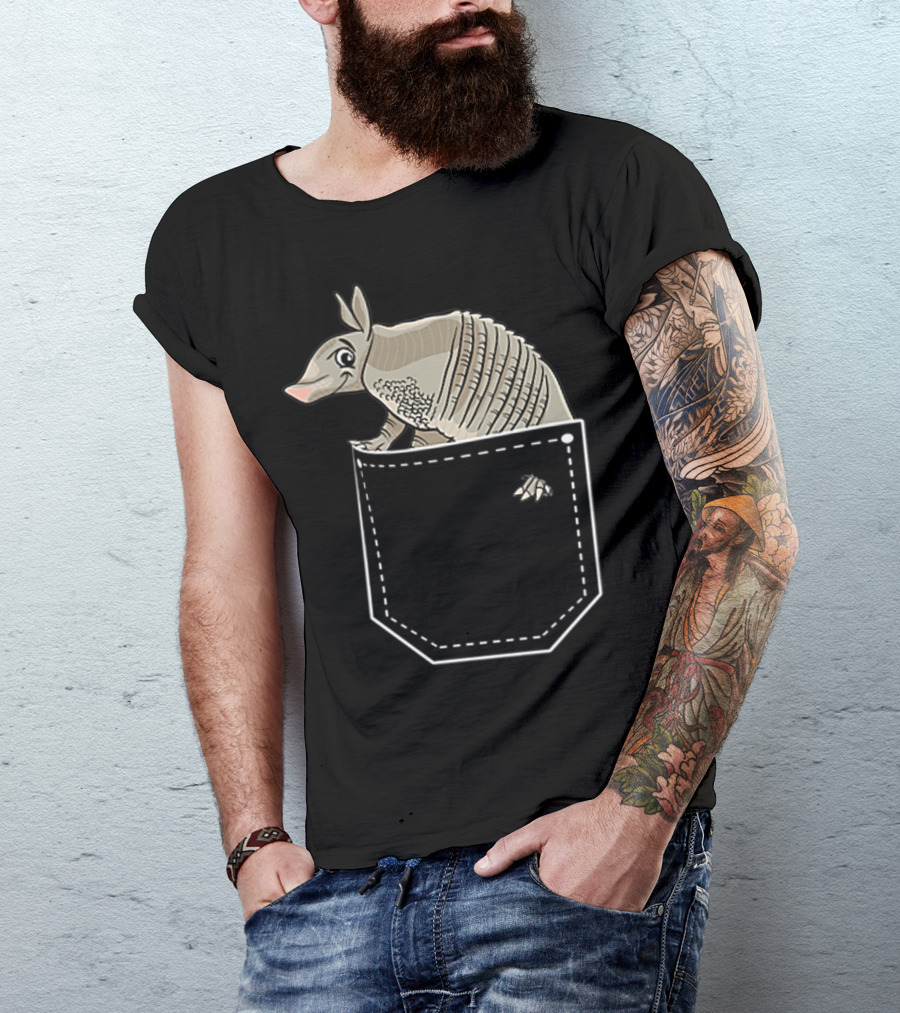 Armadillo In Pocket Cute Armadillo Emoji T-Shirt