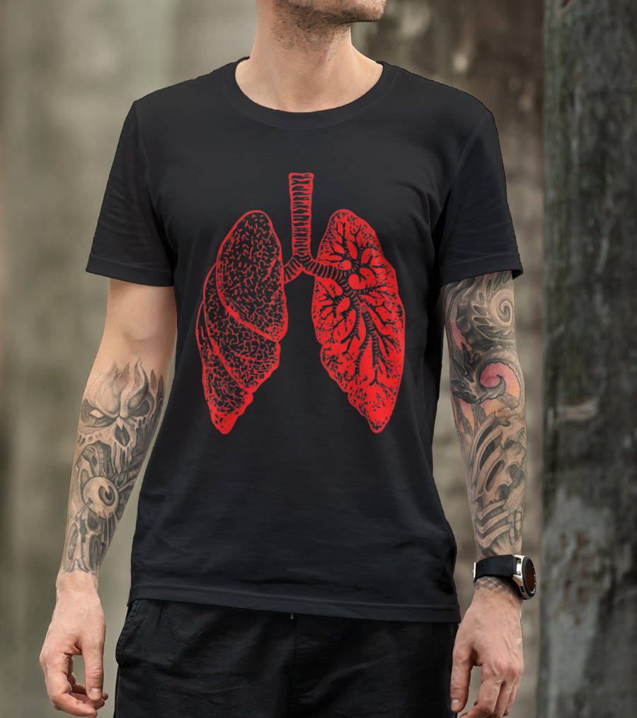 Anatomy Drawing Pulmonologist Respiratory Lungs Red T-Shirt