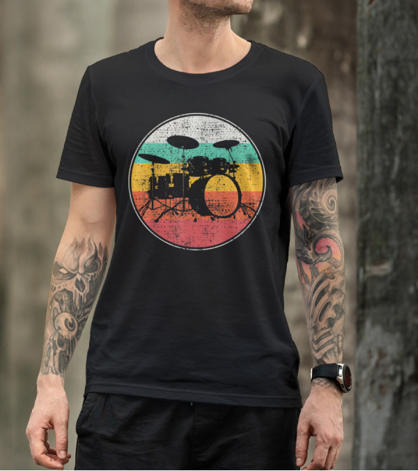 Drumset Vintage Retro Drums Drummer Band T-Shirt