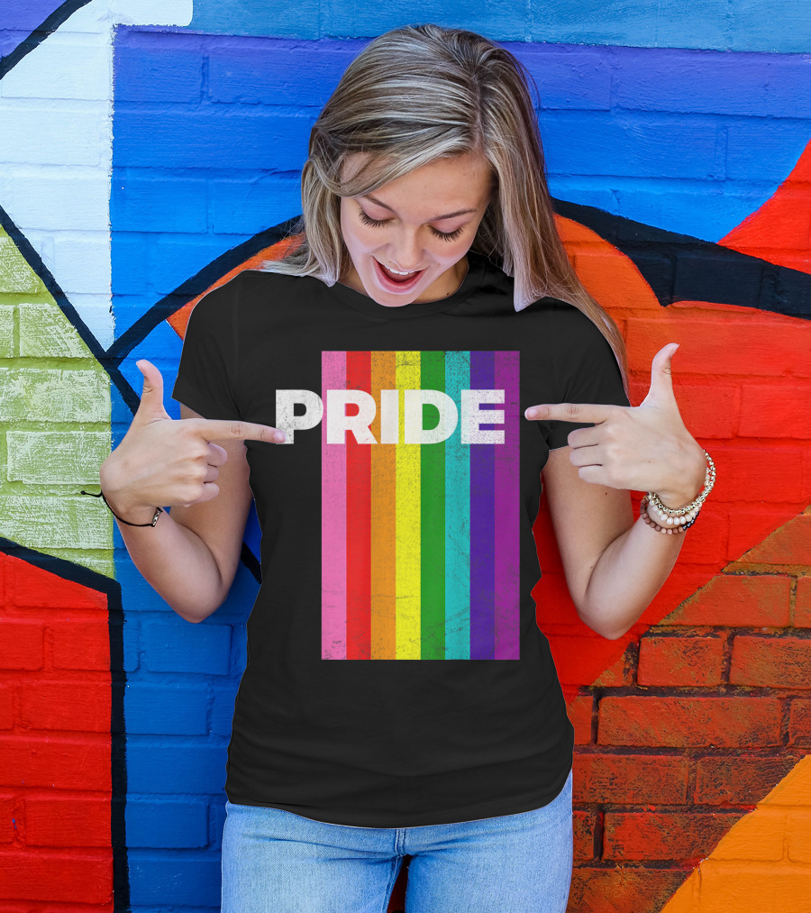 PRIDE Distressed Rainbow Stripes T-Shirt