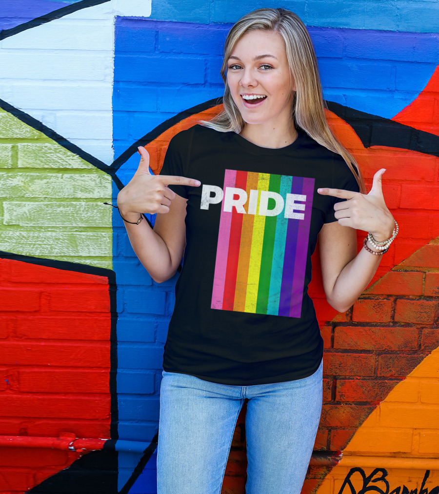 PRIDE Distressed Rainbow Stripes T-Shirt