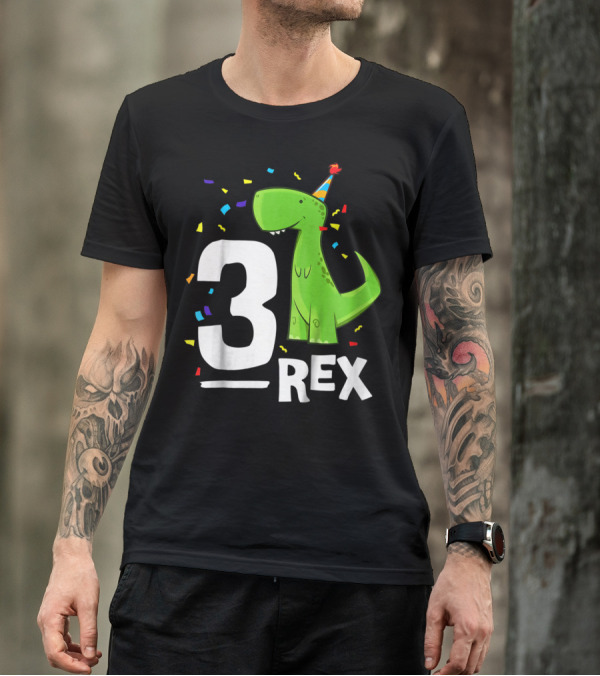 3 Rex Kids Threerex Birthday Party Dinosaur T-Shirt