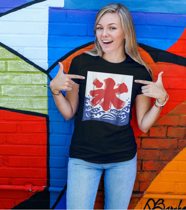 Kakigori Japanese Shaved Ice Kanji Flag With Water Waves T-Shirt