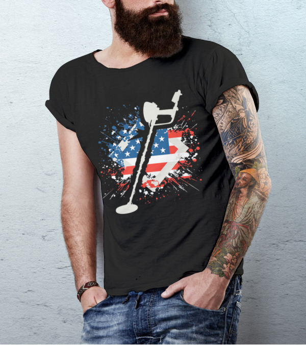 American Pride Patriotic Flag Metal Detector T-Shirt
