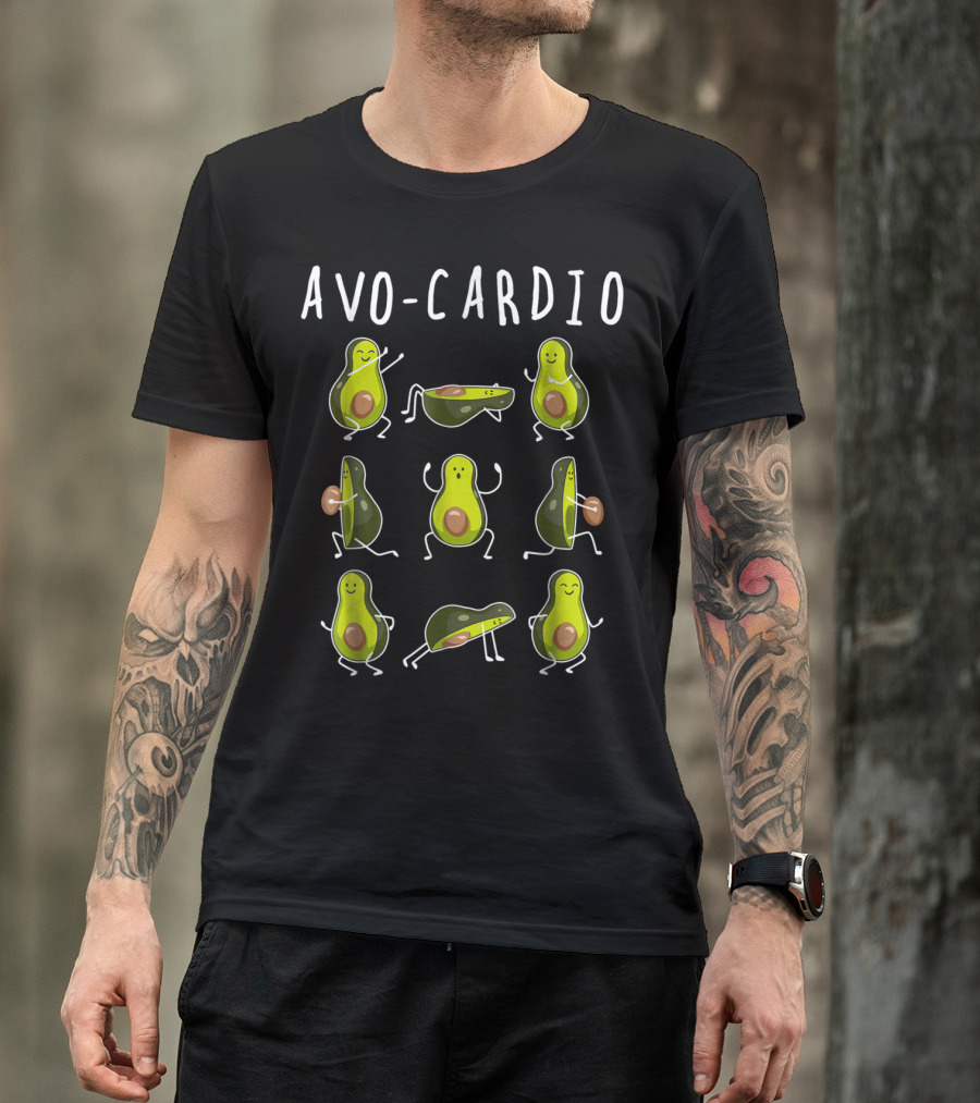 Avo Cardio Avocado Workout Funny Exercise Fruit Pun T-Shirt