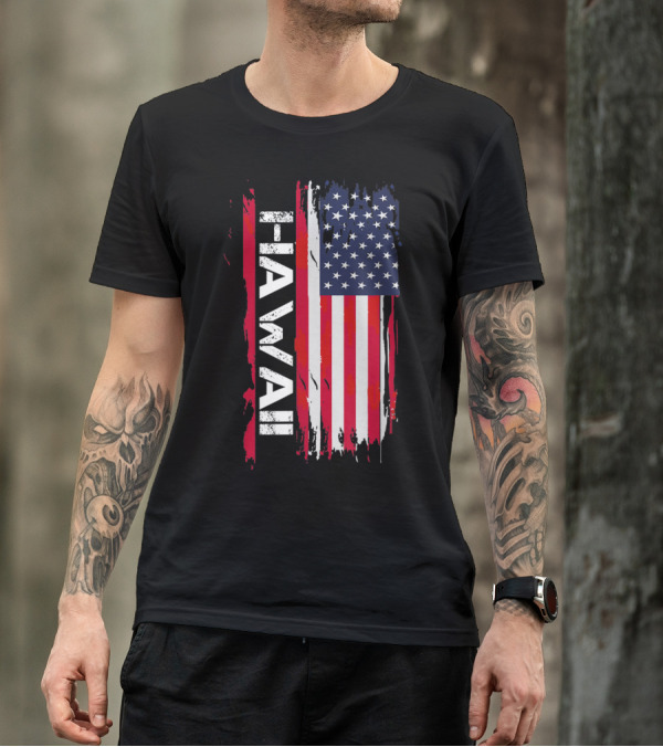 Hawaii USA Flag Vertical Stripes T-Shirt