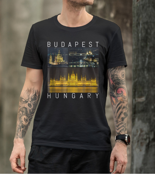 Budapest Hungary Nighttime Landmarks Photography Gallery T-Shirt