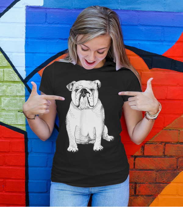 English Bulldog Dog Lover Owner Art Sketch T-Shirt