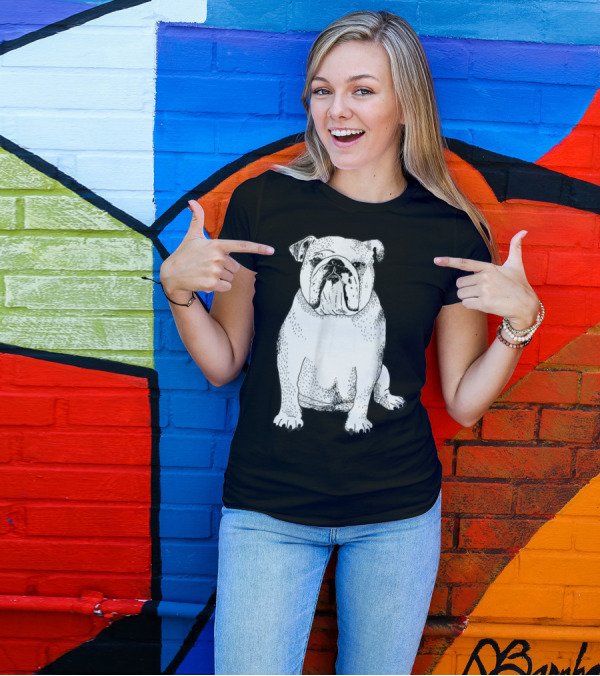 English Bulldog Dog Lover Owner Art Sketch T-Shirt