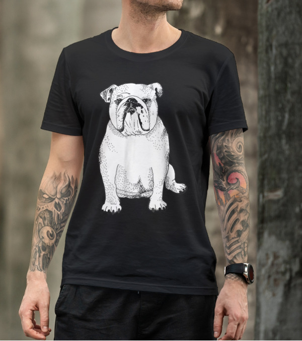 English Bulldog Dog Lover Owner Art Sketch T-Shirt