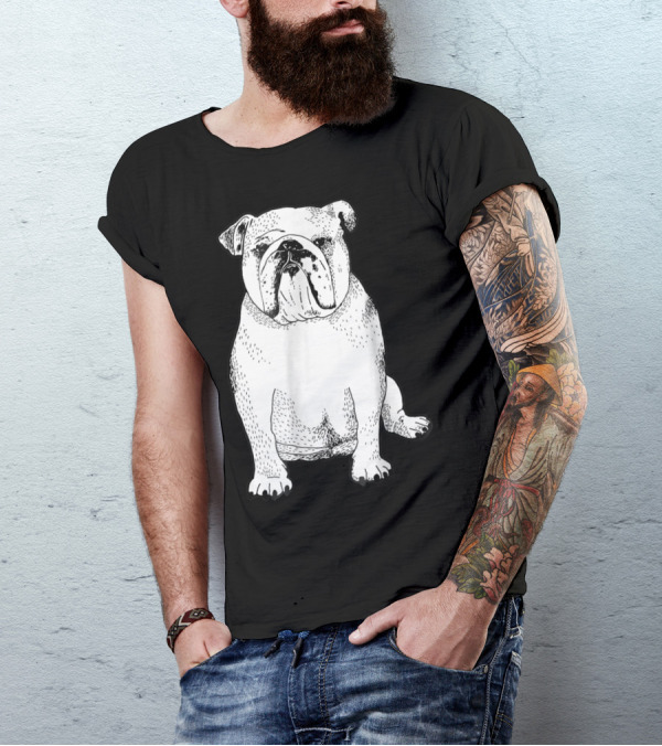 English Bulldog Dog Lover Owner Art Sketch T-Shirt