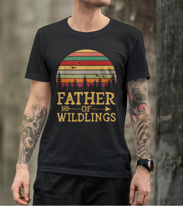 Father Of Wildlings Sunset Vintage Arrow Forest T-Shirt